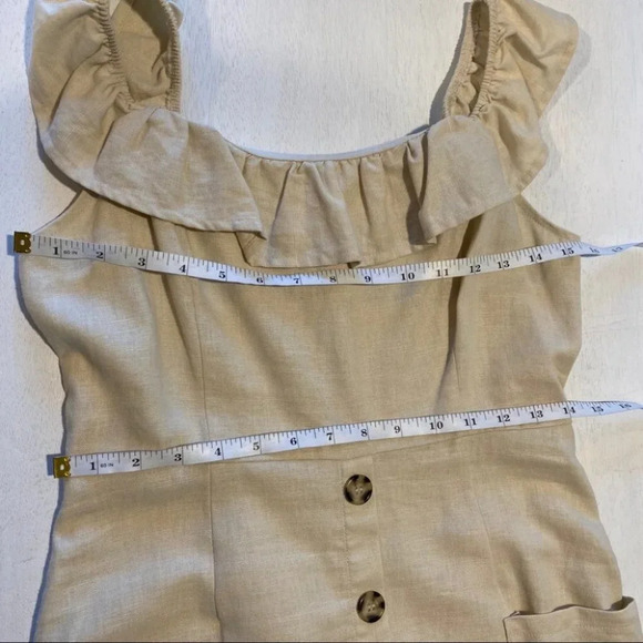 Lush Midi Tank Ruffle Dress Button Pockets - Picture 7 of 9